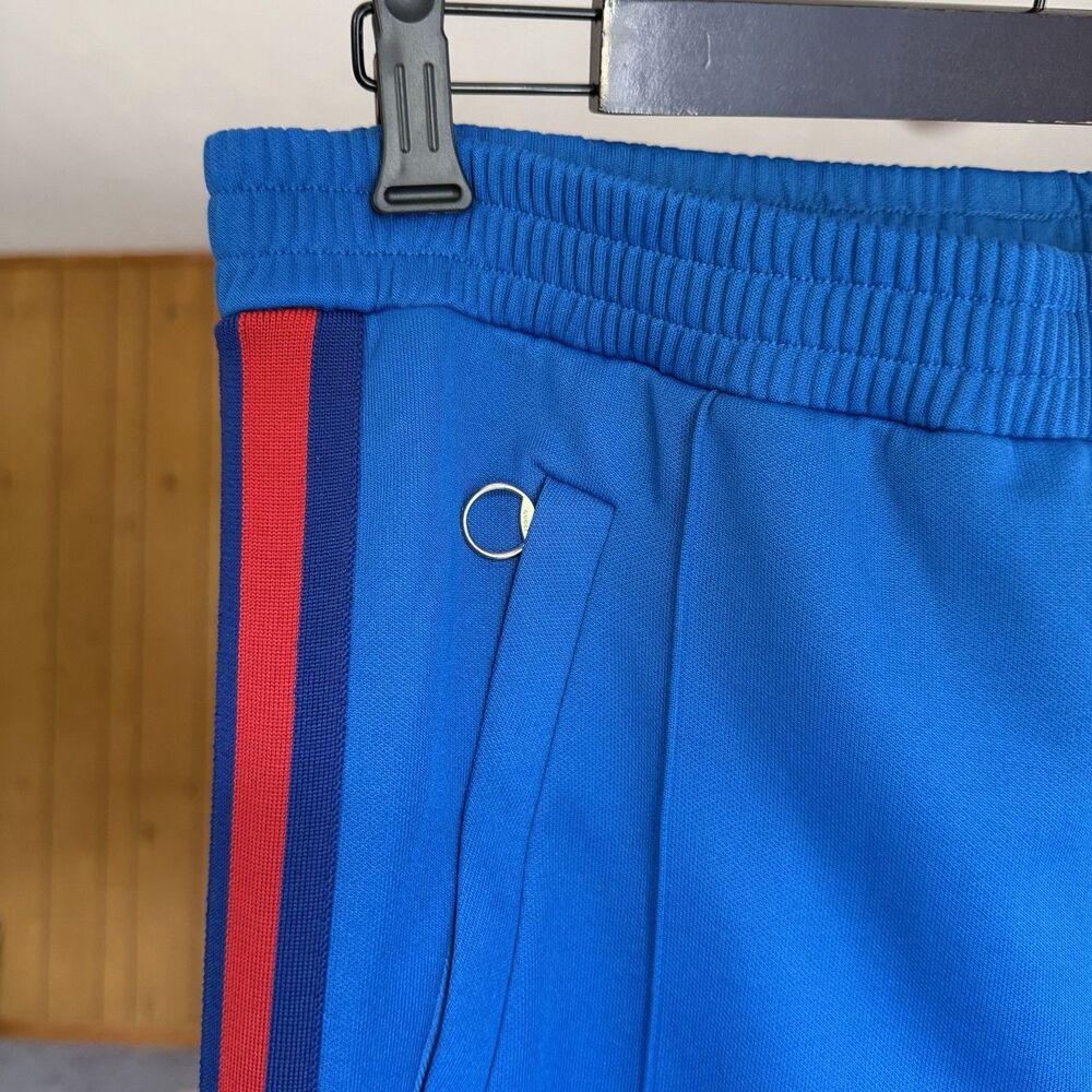 GUCCI blue red webbing trims flare cropped track pants Women’s Medium Pleated - Picture 5 of 16